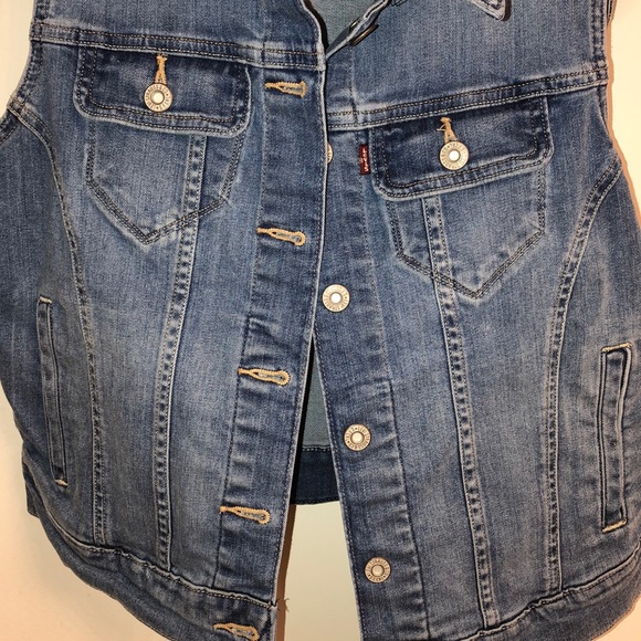 Levi’s Vest Jean Jacket Size L Color Blue - Picture 3 of 8